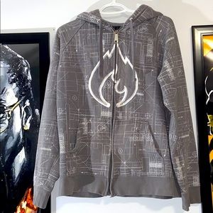 Arson Gray Flame Zip Up Hoodie
